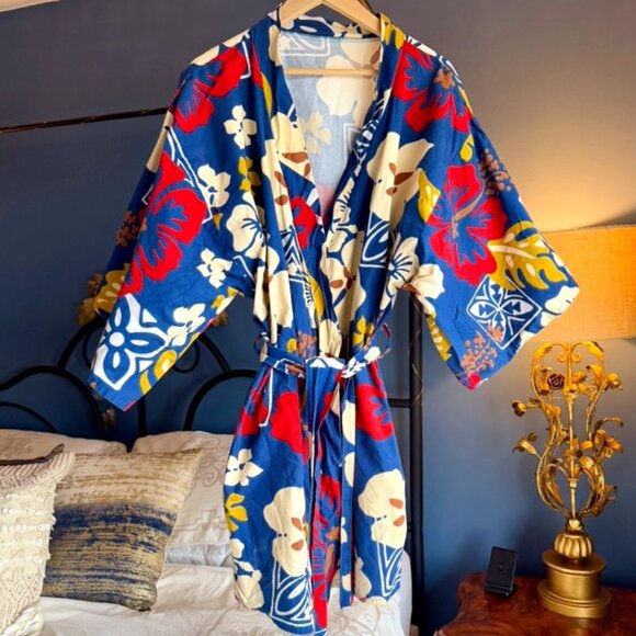 Vintage Hawaiian Cotton Kimono Robe - Picture 1 of 13